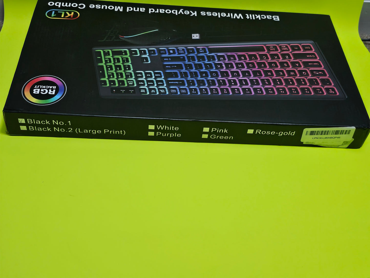 KL1 Backlit Wireless Keyboard & Mouse Combo – Quiet Keys – Rechargeable – NEW!