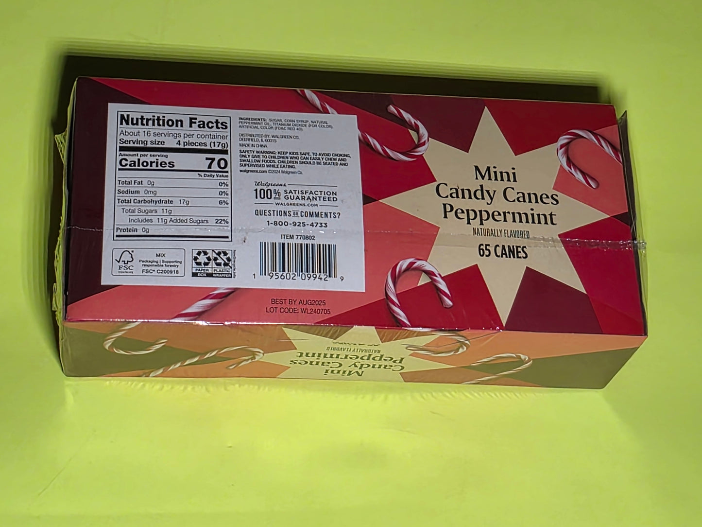 Mini Peppermint Candy Canes – 65 Count – 9.75 oz – Fresh Until Aug 2025 – NEW