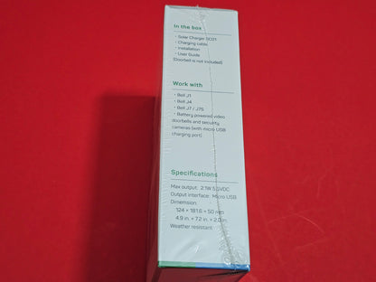 Solar Panel Charger For Doorbells &amp; Cameras White Brand NEW!