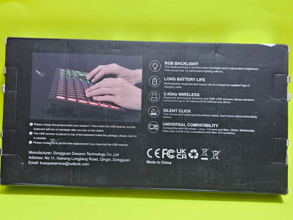 KL1 Backlit Wireless Keyboard & Mouse Combo – Quiet Keys – Rechargeable – NEW!