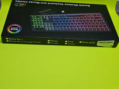 KL1 Backlit Wireless Keyboard & Mouse Combo – Quiet Keys – Rechargeable – NEW!